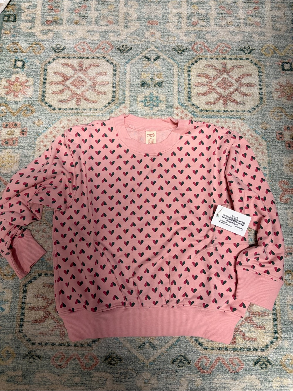 Pink Chicken Heart-Print Crewneck Sweatshirt